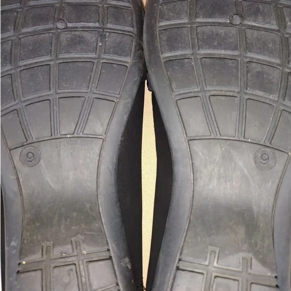 Harborsides Flats Women’s 9 Black Strappy Memory Foam Casual Comfort Dress Shoes